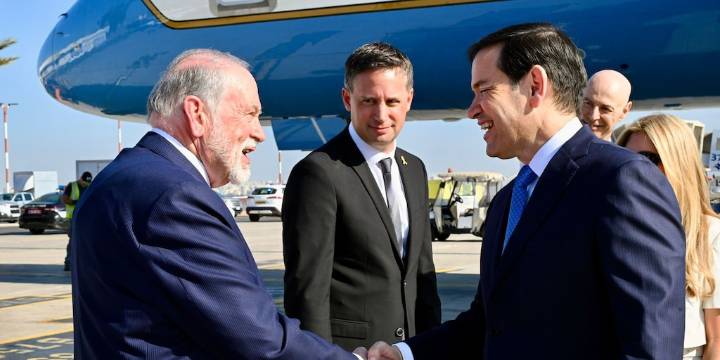 Marco Rubio llegó a Israel para reunirse con Benjamin Netanyahu y evaluar la guerra en Gaza