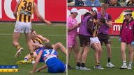 ‘Horrible’ scenes as retiring AFL champion Luke Breust goes down with gruesome injury in VFL