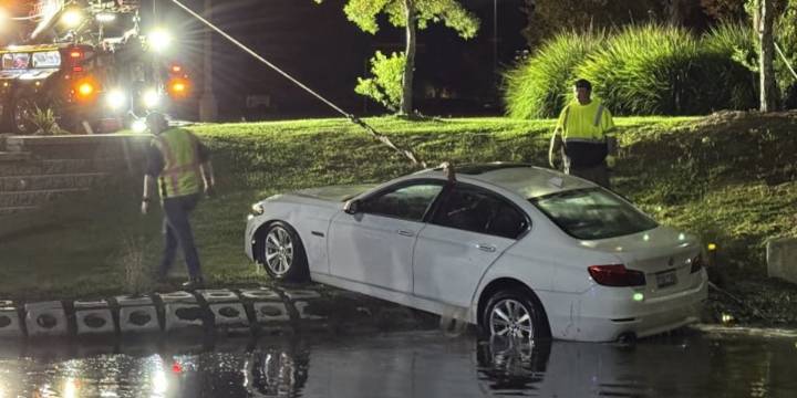 Police help get car out of North Charleston retention pond