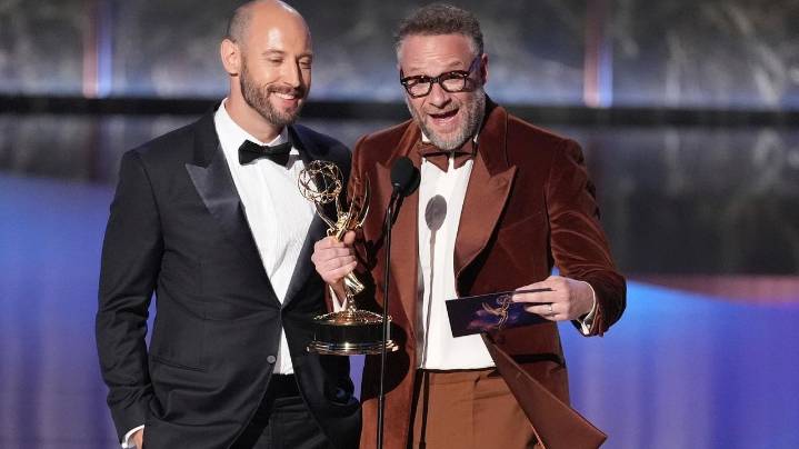 'The Studio' and Seth Rogen have record-setting Emmys as Noah Wyle and 'The Pitt' get top drama wins
