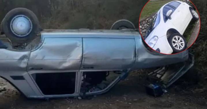 Fin de semana accidentado en Bariloche: un auto volcó y otro cayó en un desagüe