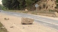 Desprendimiento de rocas en la A-131 a la altura de Ballobar