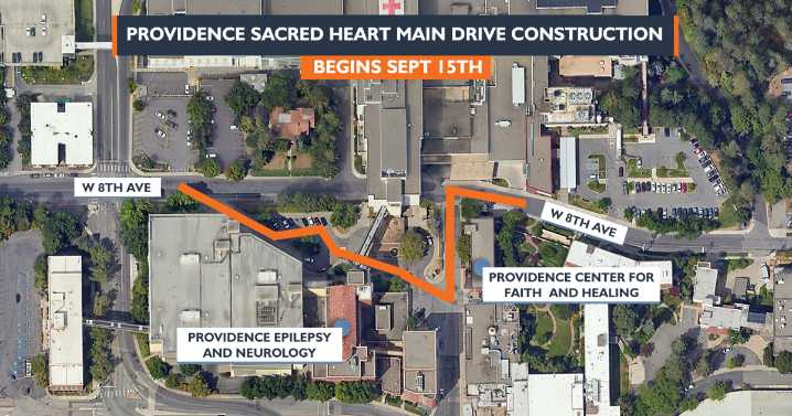 Construction to close a portion of Sacred Heart entrance