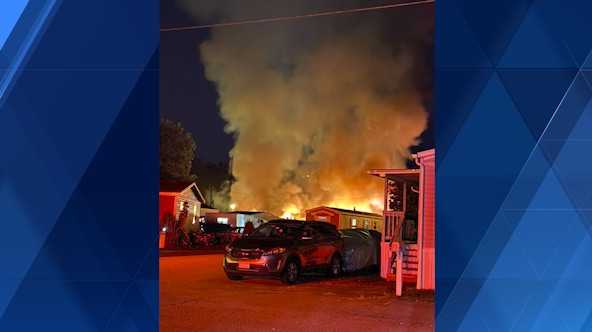1 injured in early morning mobile home fire in Canton Township