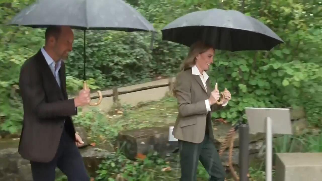 Kate and William visit newly landscaped gardens at London's Natural History Museum