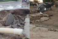 Lluvias en La Paz dejan socavones, carros atrapados y postes caídos
