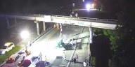 Dump truck hits overpass on I-75 near Micanopy, southbound lanes blocked
