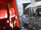 Delincuentes queman combi que cubre ruta Lima y Callao en el Cercado de Lima