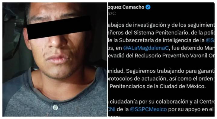 Capturan a Marvin ‘N’, preso que escapó del Reclusorio Oriente en CDMX