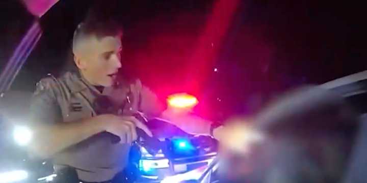 Florida female going wrong way on interstate claims husband was driving. Then cops find rather large hole in her story.