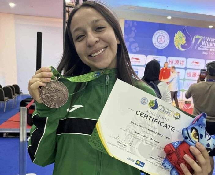 Obtiene Valeria Monarrez bronce en mundial de wu shu en Brasil