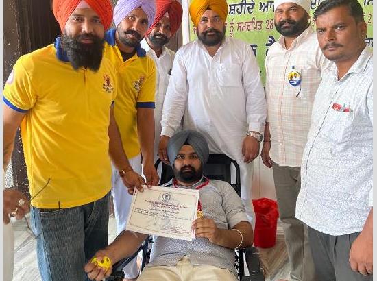 MLA Bhullar urges Youth to donate blood at 118th Bhagat Singh Birth Anniversary Camp