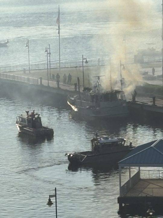 Coast Guard responds to boat fire near Renaissance Portsmouth