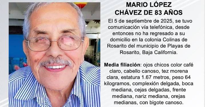 Se busca a Mario López Chávez de 83 años