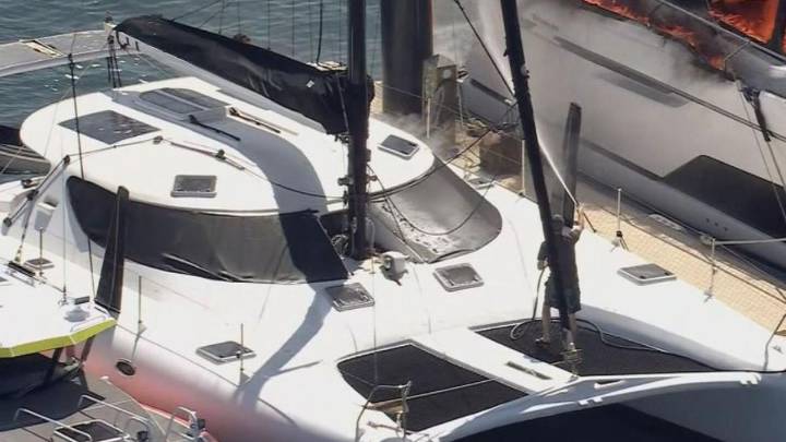 Multimillion dollar yacht engulfed by inferno in Perth marina sunk