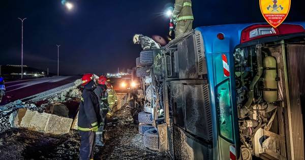 Volcó un colectivo en Caleta Olivia
