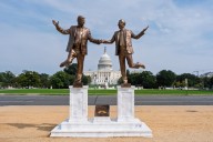 Trump and Epstein hold hands in flirty National Mall statue