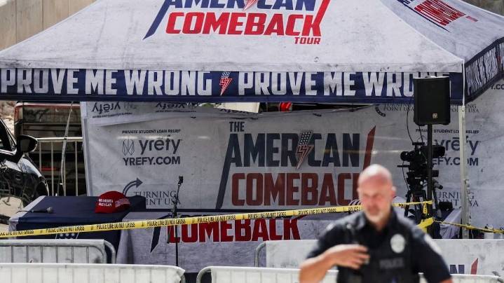 Shooter still at large after Trump ally and activist Charlie Kirk murdered on Utah campus