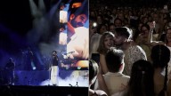 Unos fans de Camilo se comprometen en un concierto del artista mientras suena la canción 'La boda'