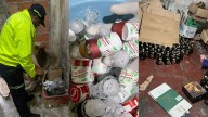 Operativo contra el licor adulterado en Barranquilla: varias botellas, etiquetas y mezclas de alcohol decomisadas