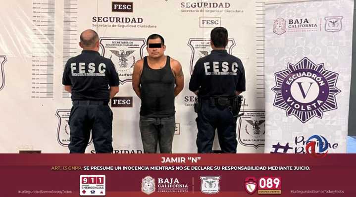 Captura escuadrón violeta a sujeto por violencia familiar en Tijuana