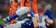 Max Muncy exits game after hit by pitch on helmet