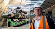 Black Hawk helicopter lands at Australian War Memorial