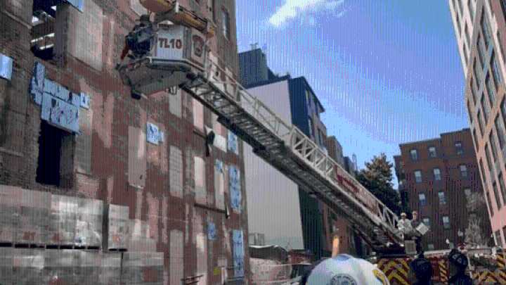 Boston construction worker rescue undwerway