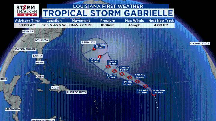 Tropical Storm Gabrielle has formed in the Atlantic Ocean, forecasters say