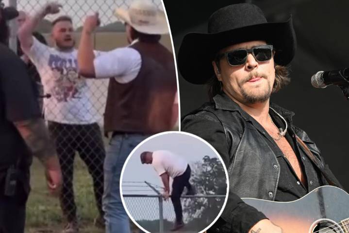 Zach Bryan hops fence, tries to fight Gavin Adcock at music festival