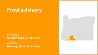 Siskiyou Mountains and Southern Oregon Cascades and Klamath Basin under a frost advisory Sunday and Monday