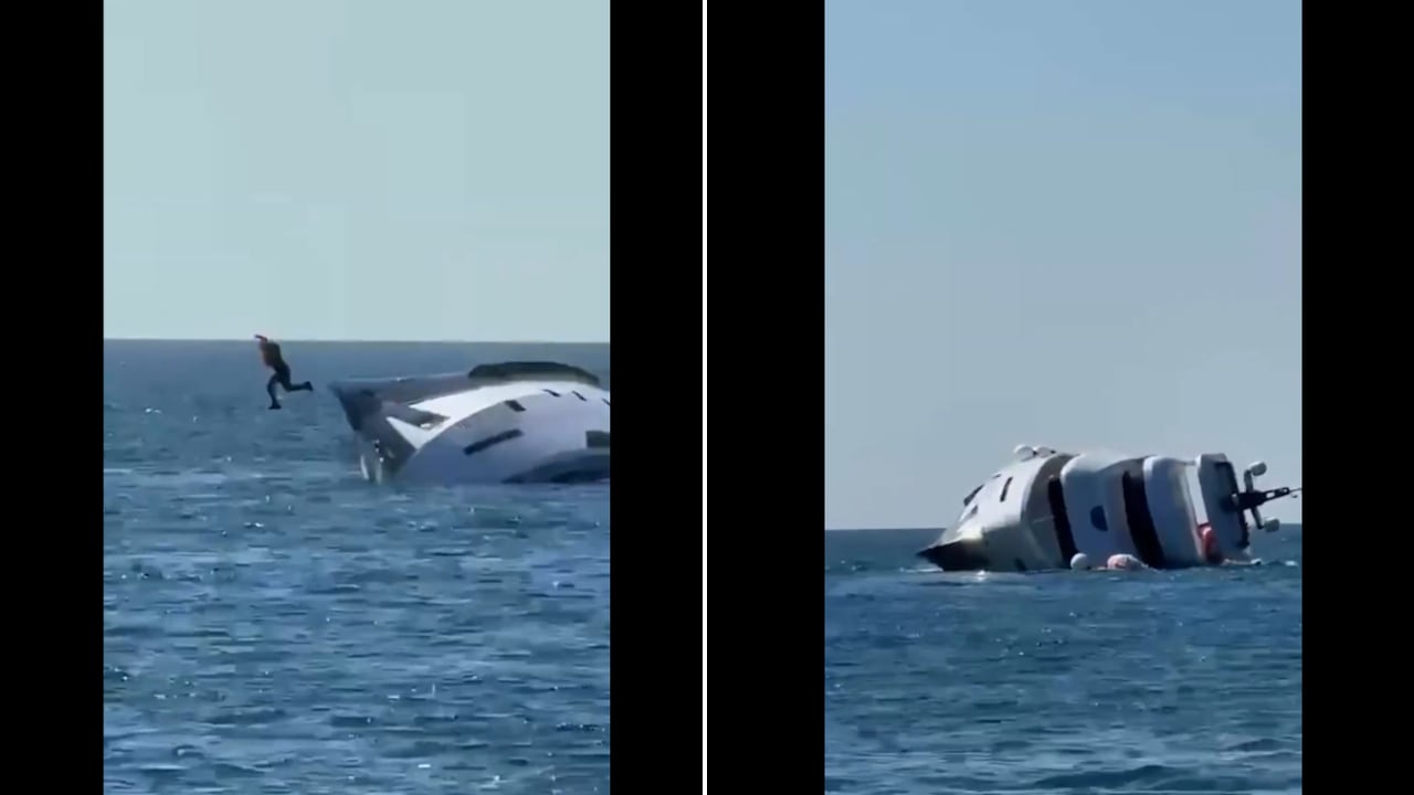 Quedó grabado cuando un lujoso yate se hundió 15 minutos luego de zarpar: video muestra cómo saltan al mar