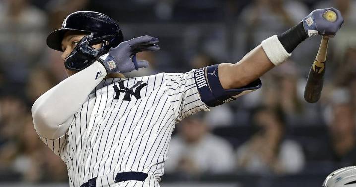 Judge homers twice to tie DiMaggio on Yankees list in 9