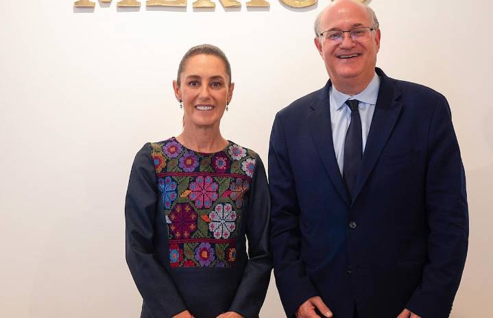Sheinbaum recibe al presidente del Banco Interamericano de Desarrollo para analizar apoyo al Plan México