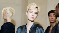 Backstage at the Giorgio Armani Spring 2026 ready-to-wear show at New York Fashion Week, January 2025.