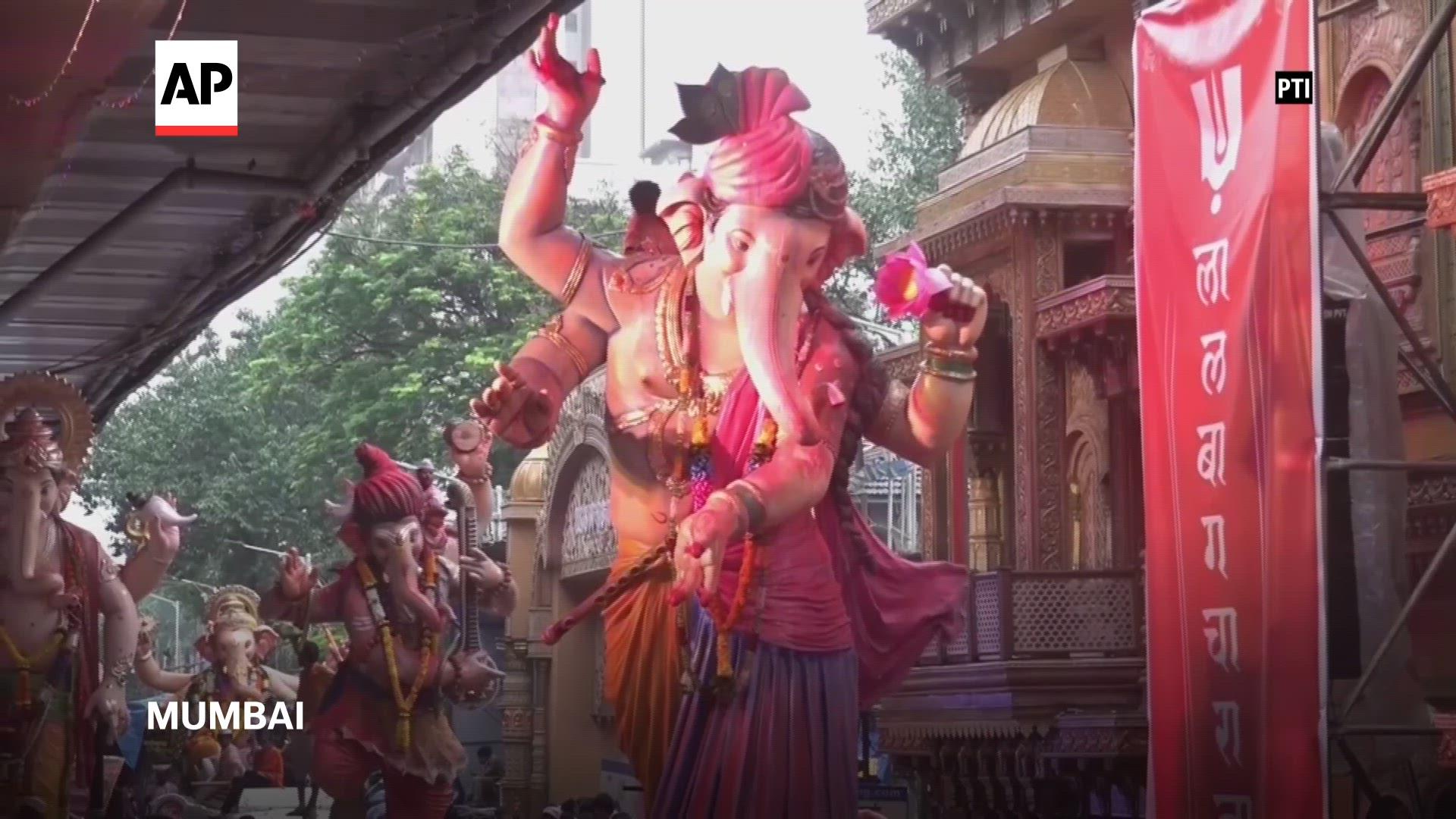 Hindus bid traditional farewell to elephant-headed Hindu God Ganesha at festival