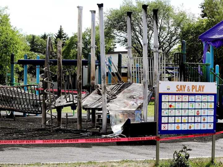 One man charged and warrant issued for another man connected to Edmonton playground arson
