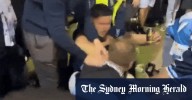 Police investigate wild brawl between Roosters and Sharks supporters