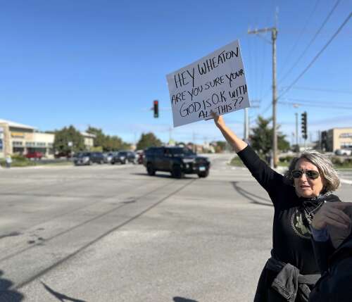 Hundreds turn out for protest against ICE in Wheaton
