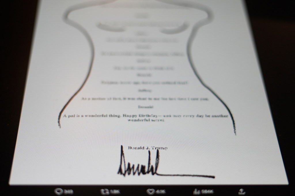 White House calls alleged Trump birthday letter to Epstein 'fake news'