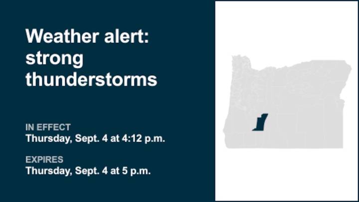 Expect pea-sized hail with thunderstorms in South Central Oregon Cascades Thursday – wind gusts reaching 40 mph