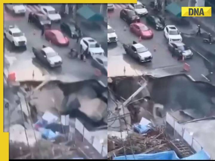 Viral video: Massive sinkhole on Bangkok road swallows vehicles, electricity pol