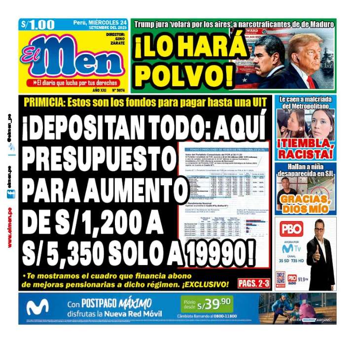 Portada Diario El Men (24/09/2025)