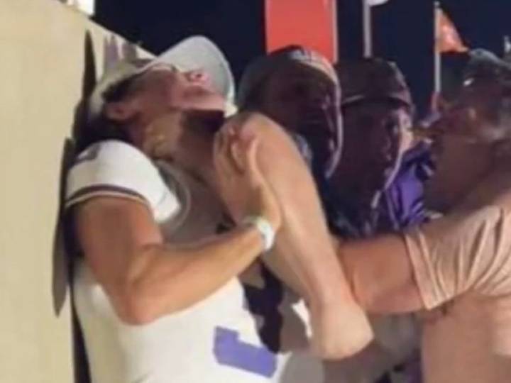 Viral video shows Clemson fan choking LSU rival after taunt