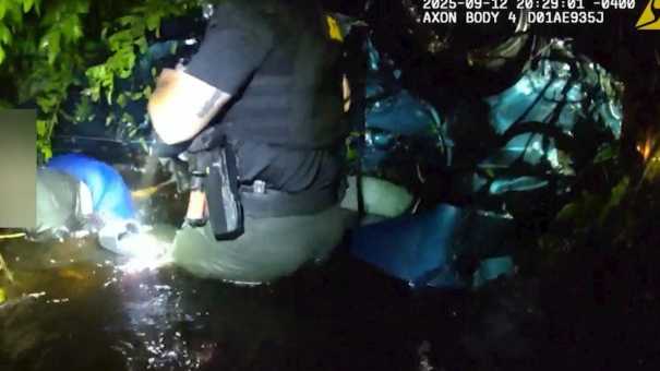 Florida deputies rescue two people from car submerged in canal