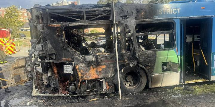 Commuter bus catches fire in Norwich