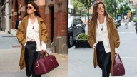Katie Holmes Endorses Alo’s Debut Bag Collection With Fall Look in NYC