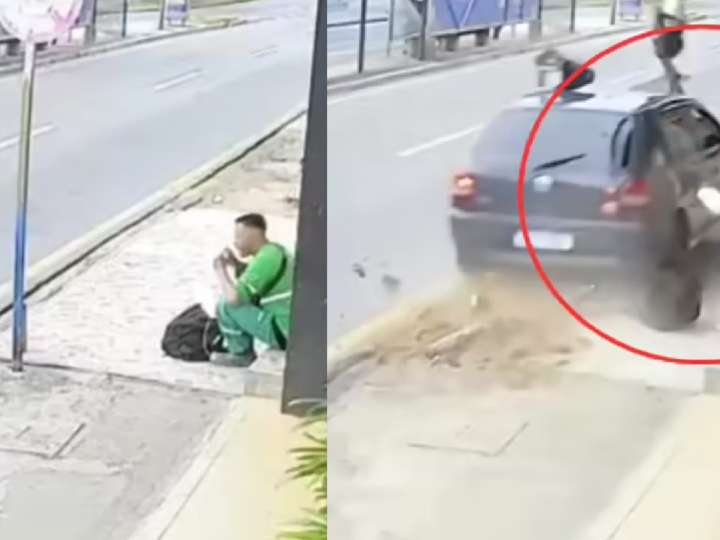 Se salvó por muy poco de ser brutalmente atropellado y su reacción fue llamativa: el video