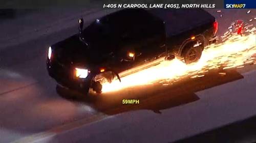 Chase: Sparks fly from stolen truck during wild LA County pursuit