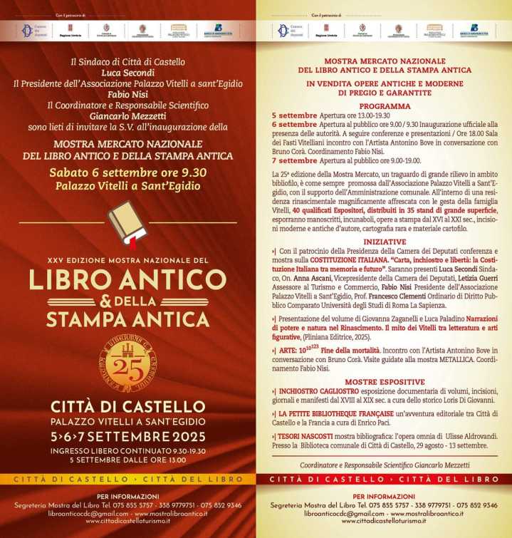 La più grande collezione in Europa su Cagliostro arricchirà gli eventi della XXV Mostra Mercato del Libro Antico a Città di Castello